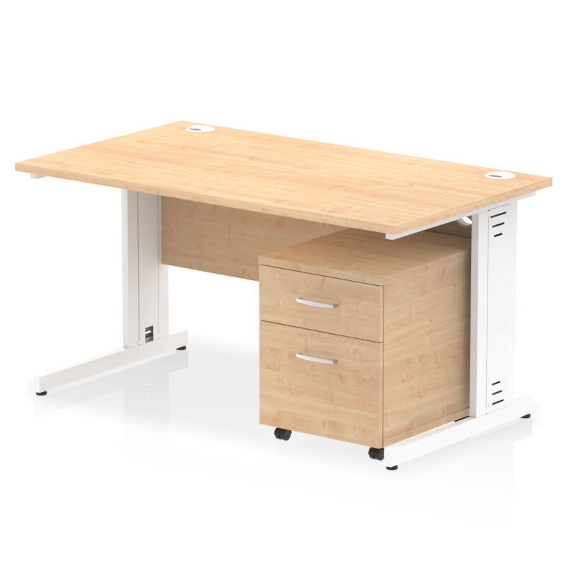 Pace 1400mm Cable Managed Straight Desk With Mobile Pedestal - Image 11