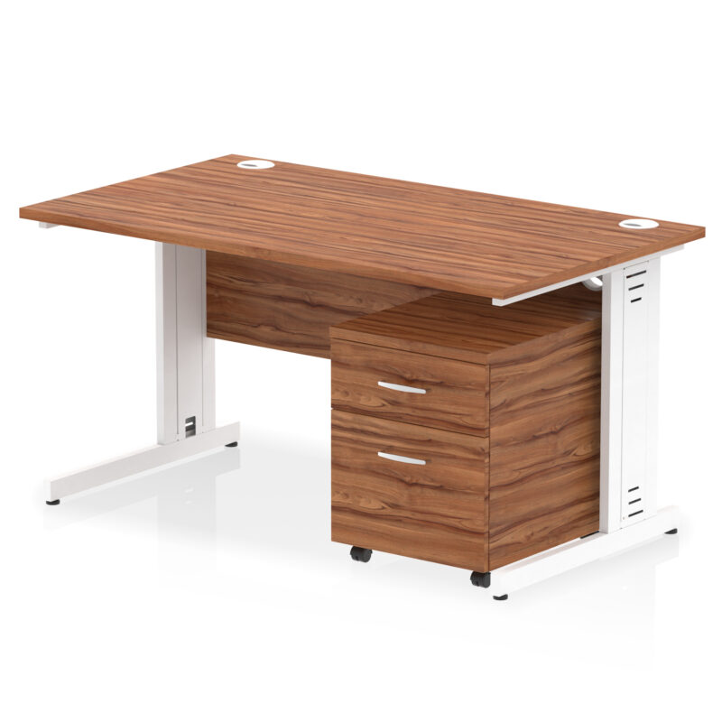 Pace 1400mm Cable Managed Straight Desk With Mobile Pedestal - Image 19