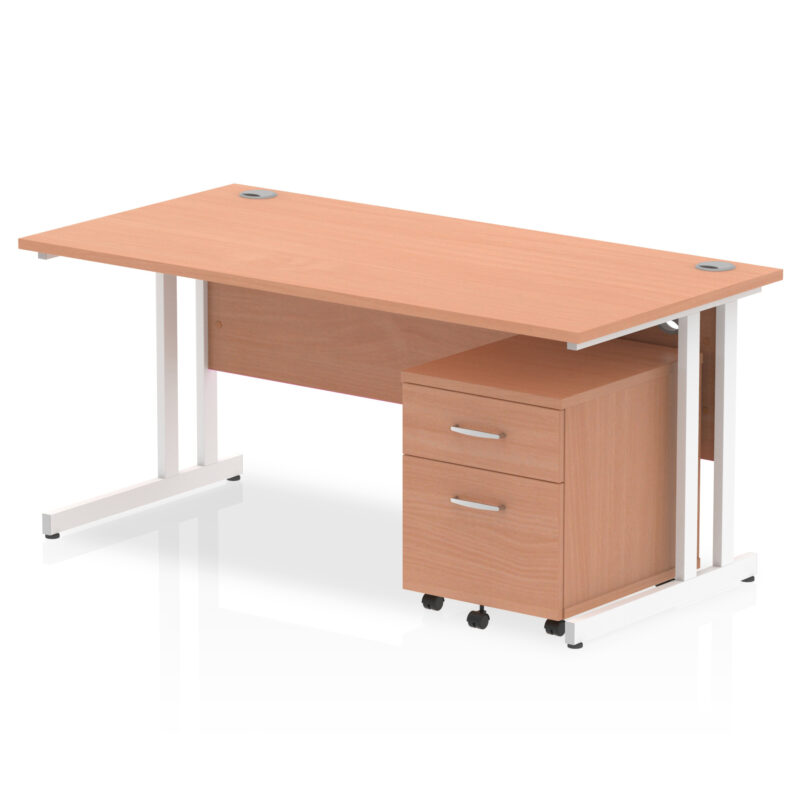 Pace 1600mm Cantilever Straight Desk With Mobile Pedestal - Image 3