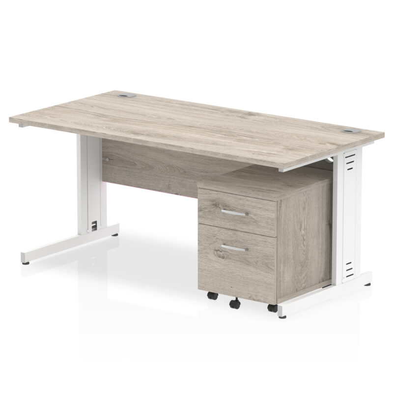Pace 1600mm Cable Managed Straight Desk With Mobile Pedestal - Image 7