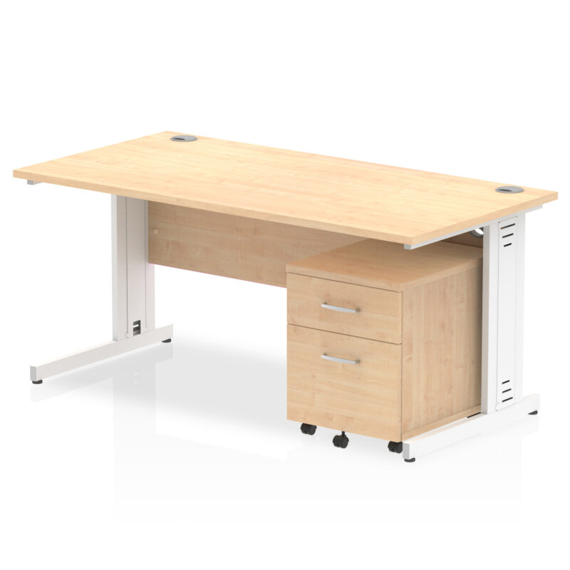 Pace 1600mm Cable Managed Straight Desk With Mobile Pedestal - Image 11