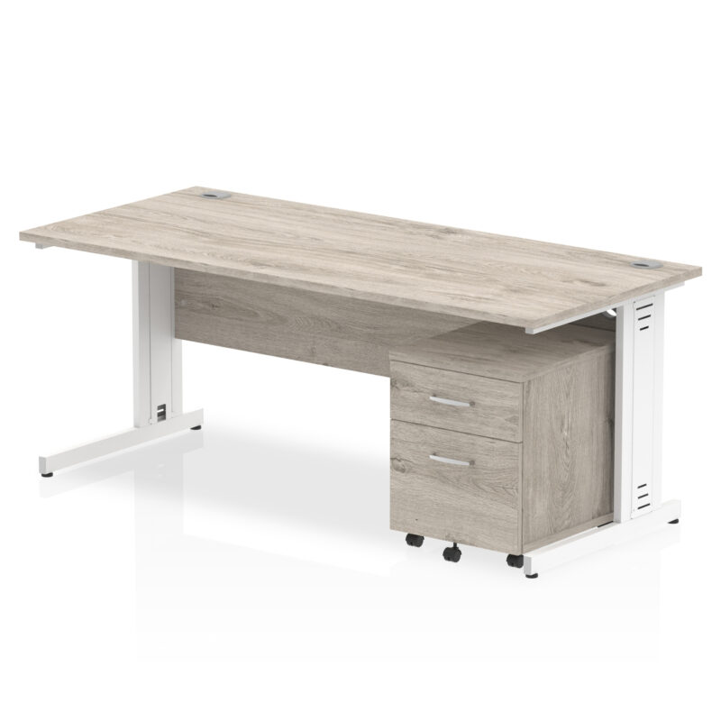 Pace 1800mm Cable Managed Straight Desk With Mobile Pedestal - Image 7