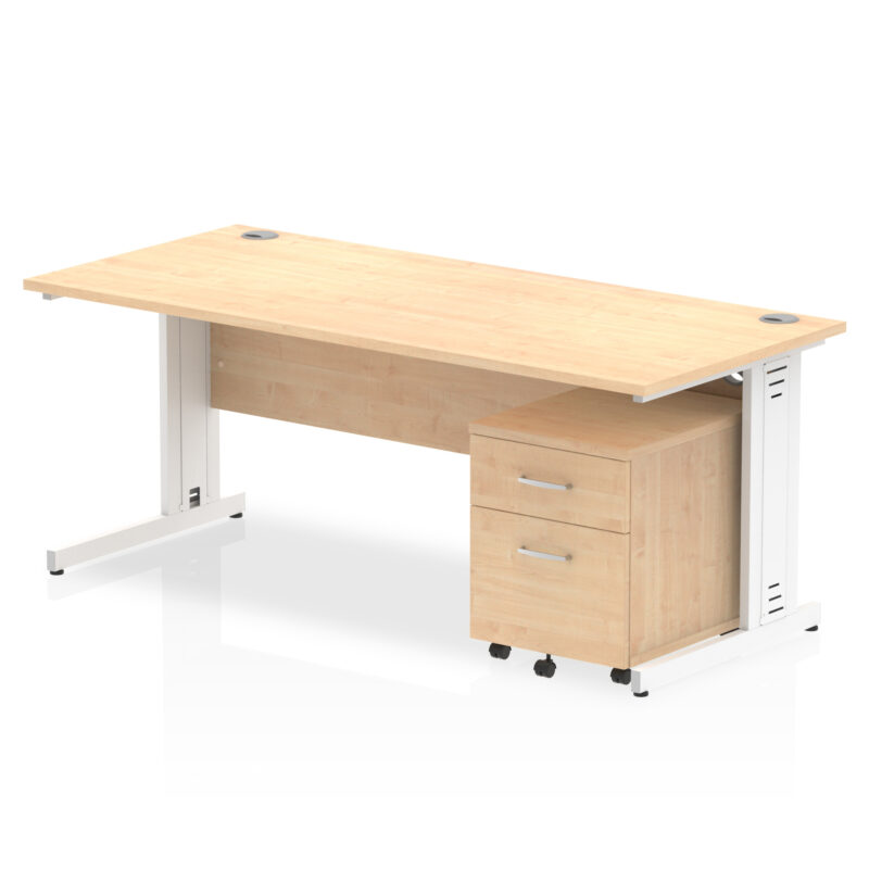 Pace 1800mm Cable Managed Straight Desk With Mobile Pedestal - Image 11