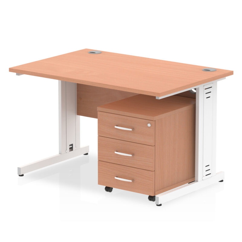 Pace 1200mm Cable Managed Straight Desk With Mobile Pedestal - Image 4
