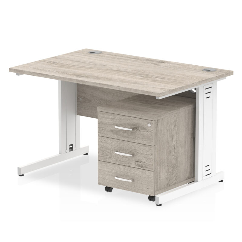 Pace 1200mm Cable Managed Straight Desk With Mobile Pedestal - Image 8