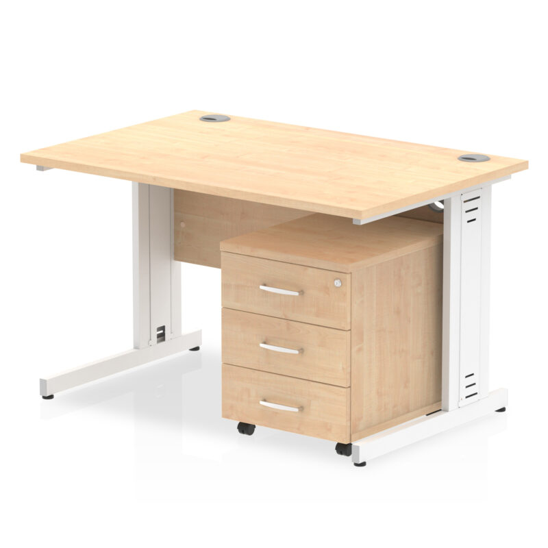 Pace 1200mm Cable Managed Straight Desk With Mobile Pedestal - Image 12