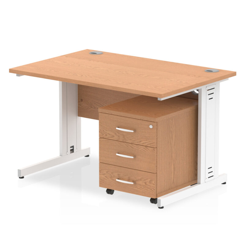 Pace 1200mm Cable Managed Straight Desk With Mobile Pedestal - Image 16