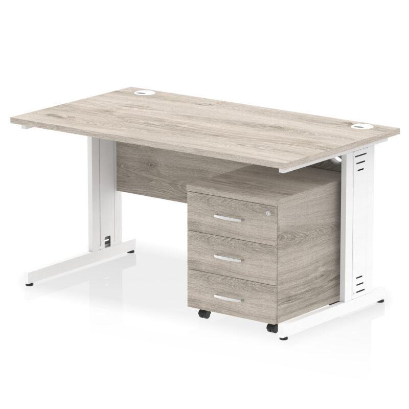 Pace 1400mm Cable Managed Straight Desk With Mobile Pedestal - Image 8