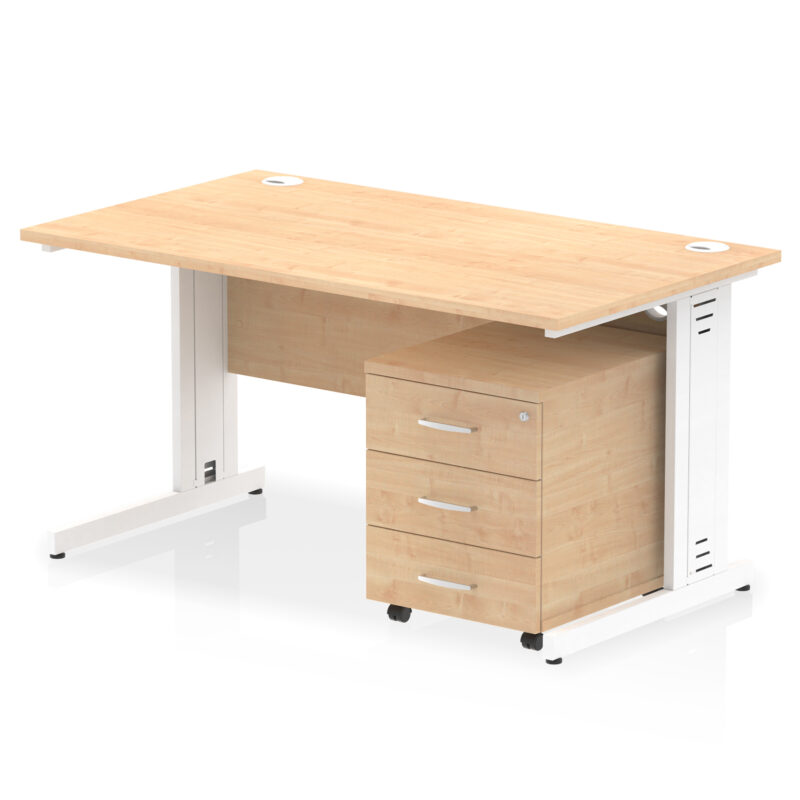 Pace 1400mm Cable Managed Straight Desk With Mobile Pedestal - Image 12