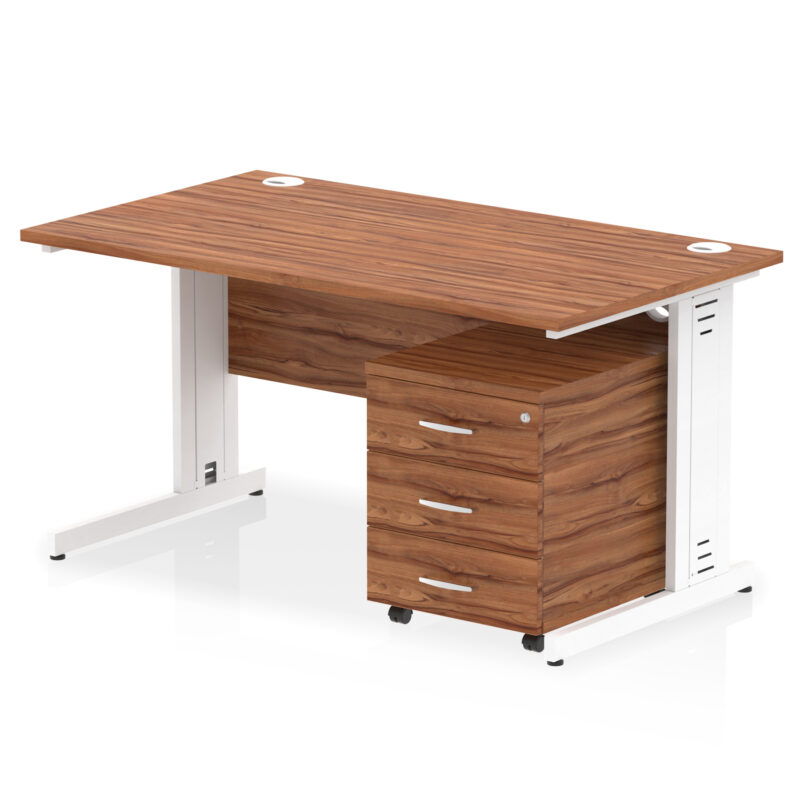 Pace 1400mm Cable Managed Straight Desk With Mobile Pedestal - Image 20