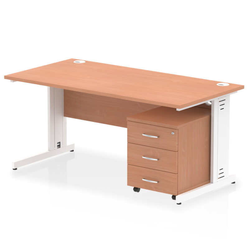 Pace 1600mm Cable Managed Straight Desk With Mobile Pedestal - Image 4
