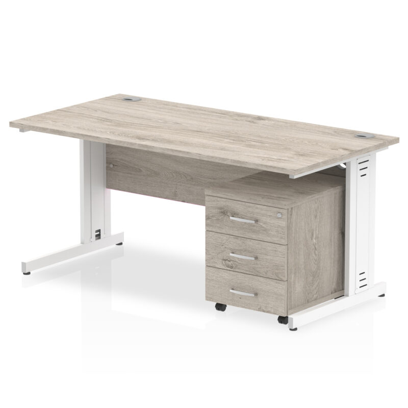 Pace 1600mm Cable Managed Straight Desk With Mobile Pedestal - Image 8