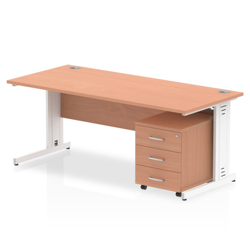 Pace 1800mm Cable Managed Straight Desk With Mobile Pedestal - Image 4