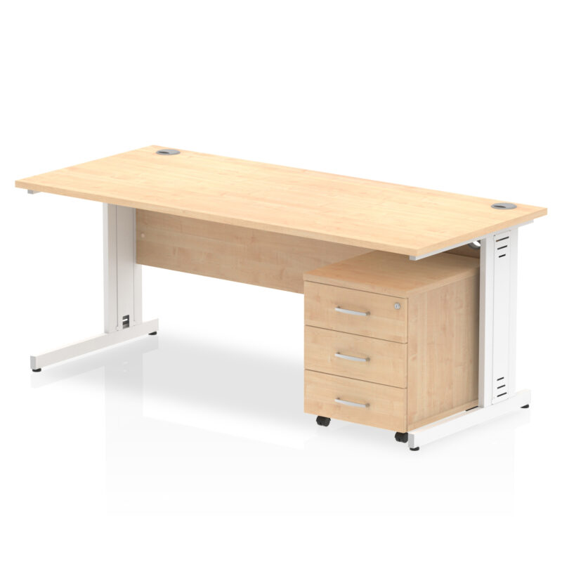 Pace 1800mm Cable Managed Straight Desk With Mobile Pedestal - Image 12