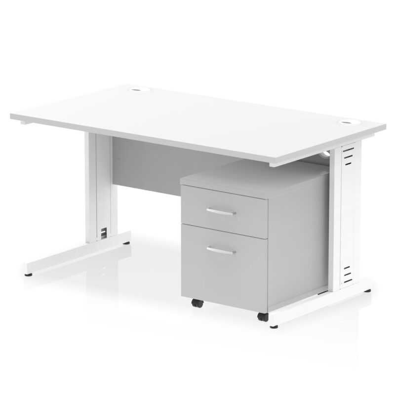 Pace 1400mm Cable Managed Straight Desk With Mobile Pedestal - Image 23