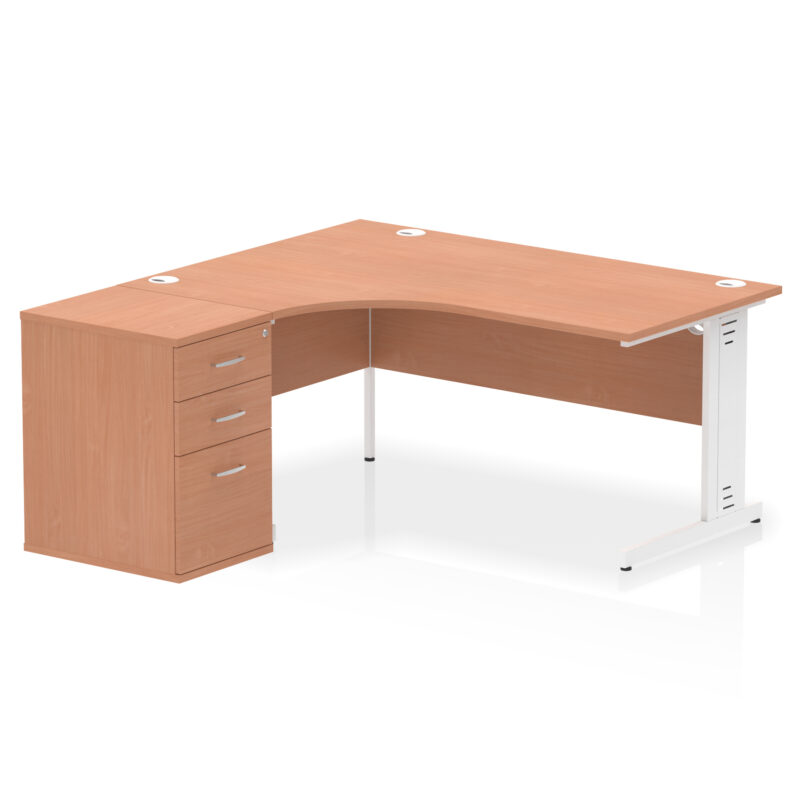 Pace 1600mm Cable Managed Left Crescent Desk Workstation - Image 3