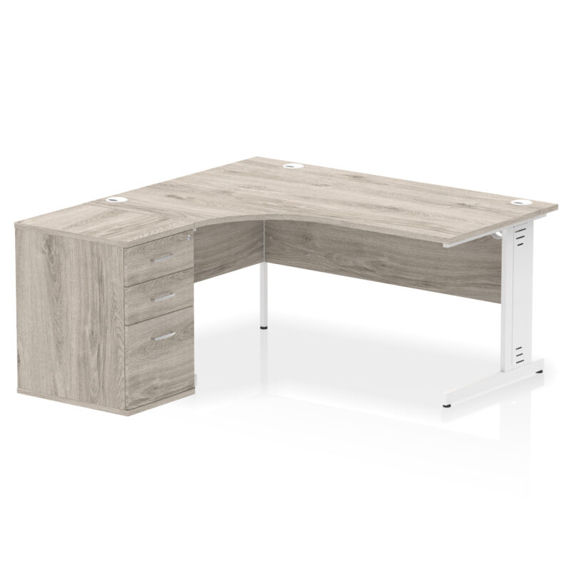 Pace 1600mm Cable Managed Left Crescent Desk Workstation - Image 9