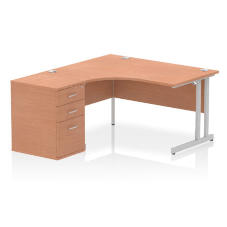 Pace 1400mm Cantilever Left Crescent Desk Workstation