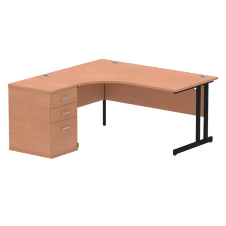 Pace 1600mm Cantilever Left Crescent Desk Workstation