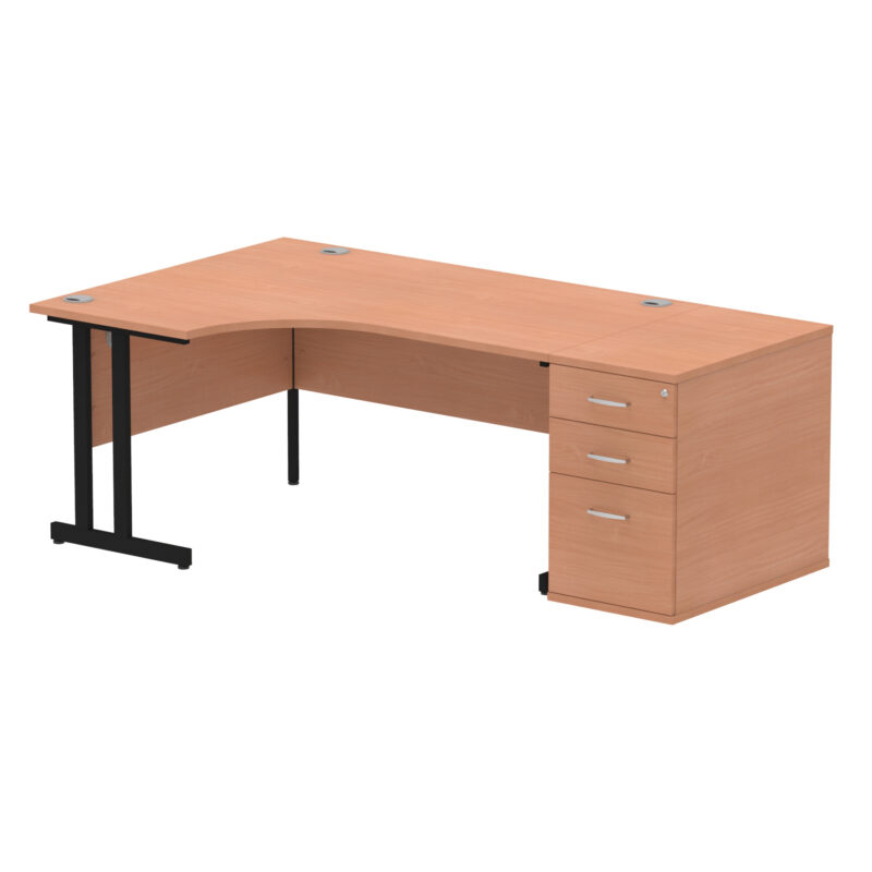 Pace 1600mm Cantilever Left Crescent Desk Workstation - Image 4