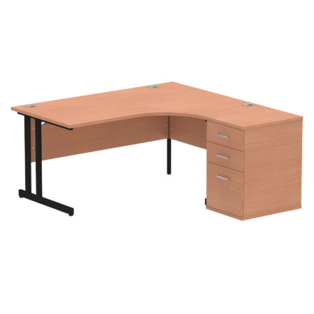Pace 1600mm Cantilever Right Crescent Desk Workstation