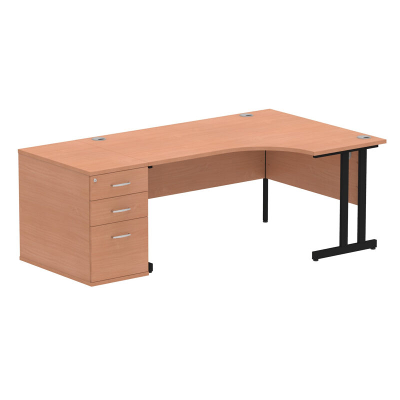 Pace 1600mm Cantilever Right Crescent Desk Workstation - Image 4