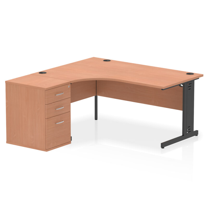 Pace 1600mm Cable Managed Left Crescent Desk Workstation - Image 2