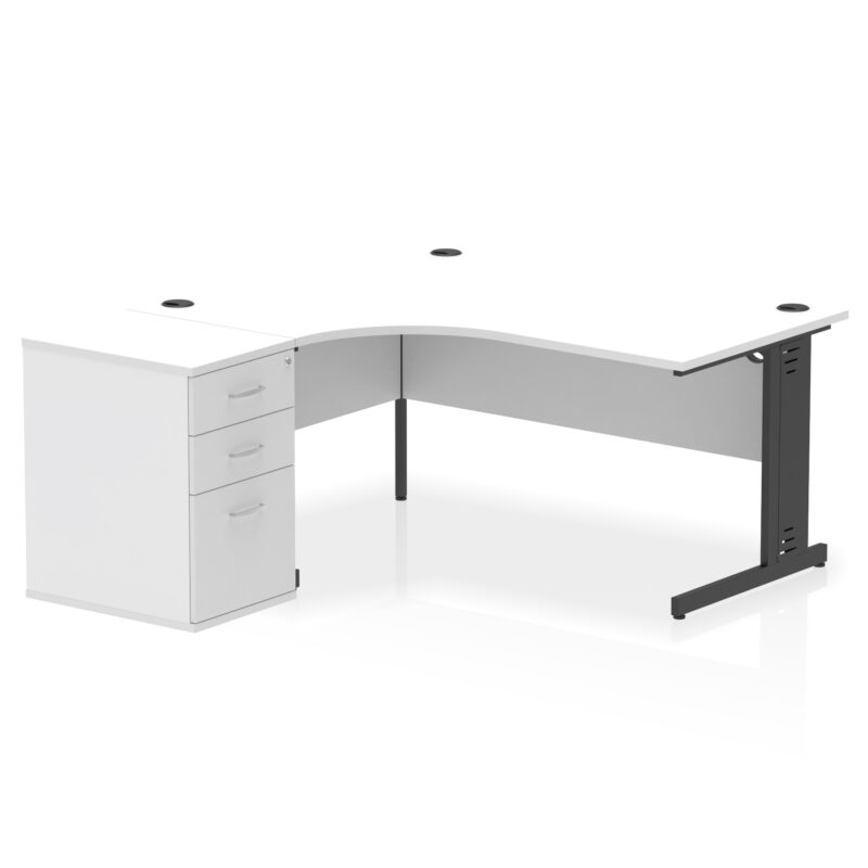 Pace 1600mm Cable Managed Left Crescent Desk Workstation - Image 32