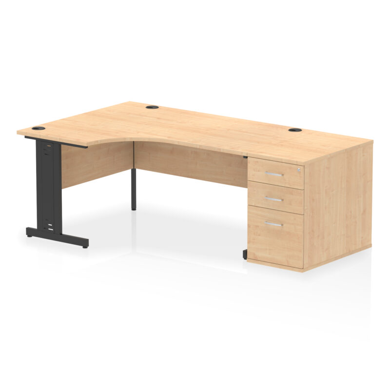 Pace 1600mm Cable Managed Left Crescent Desk Workstation - Image 17