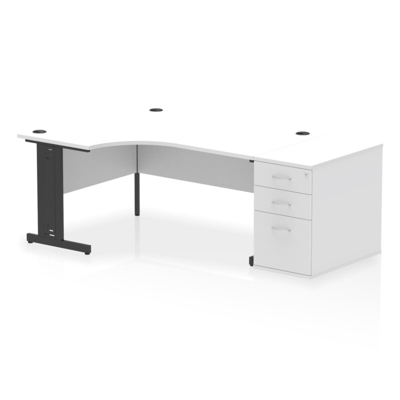 Pace 1600mm Cable Managed Left Crescent Desk Workstation - Image 35