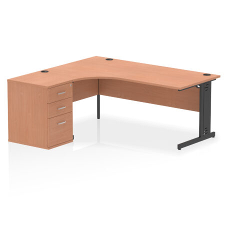 Pace 1800mm Cable Managed Left Crescent Desk Workstation
