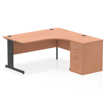 Pace 1600mm Cable Managed Right Crescent Desk Workstation