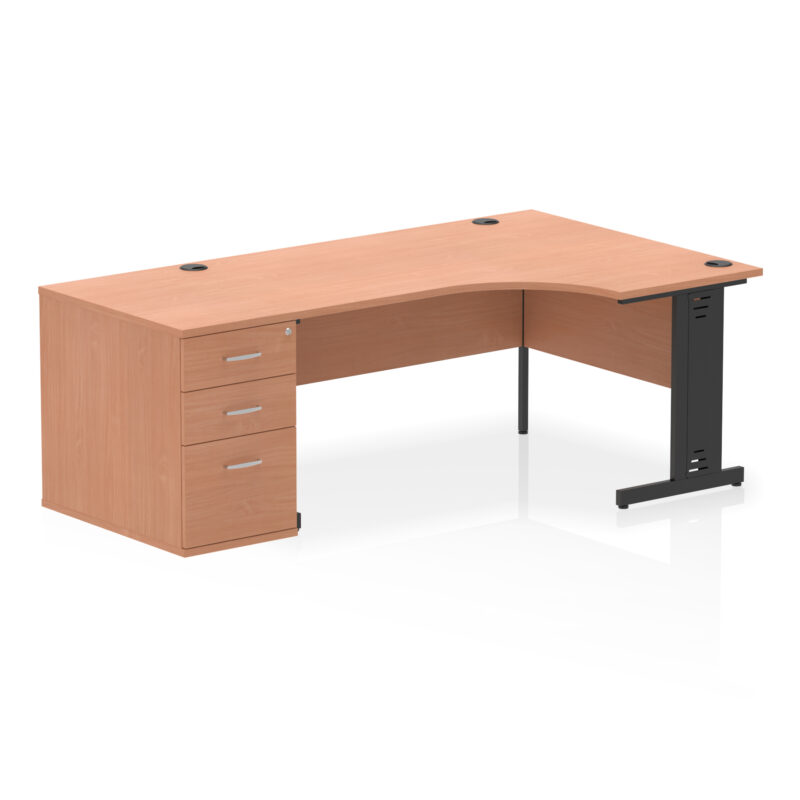 Pace 1600mm Cable Managed Right Crescent Desk Workstation - Image 4