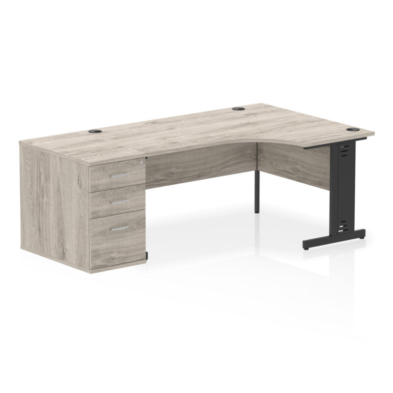 Pace 1600mm Cable Managed Right Crescent Desk Workstation - Image 10