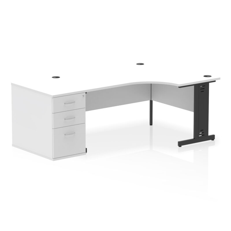 Pace 1600mm Cable Managed Right Crescent Desk Workstation - Image 34