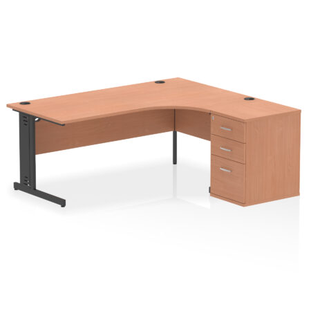 Pace 1800mm Cable Managed Right Crescent Desk Workstation