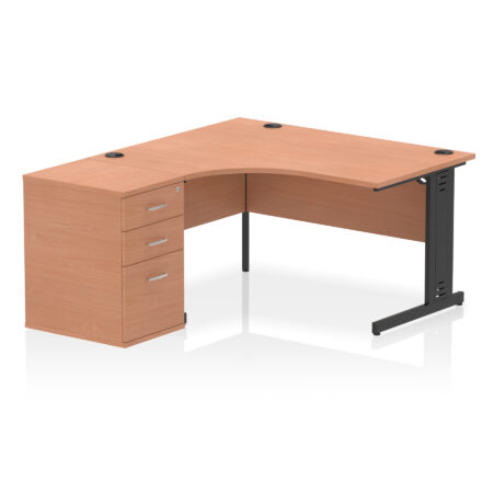 Pace 1400mm Cable Managed Left Crescent Desk Workstation