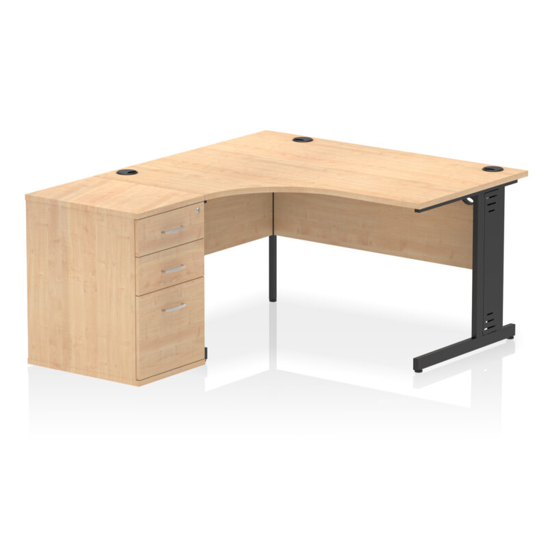 Pace 1400mm Cable Managed Left Crescent Desk Workstation - Image 5