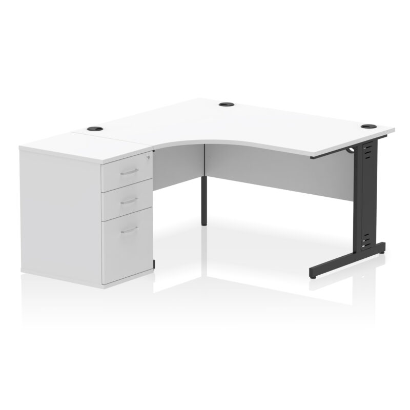 Pace 1400mm Cable Managed Left Crescent Desk Workstation - Image 11