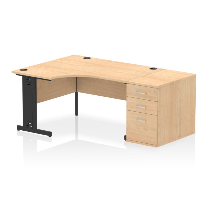 Pace 1400mm Cable Managed Left Crescent Desk Workstation - Image 6