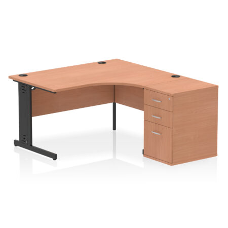 Pace 1400mm Cable Managed Right Crescent Desk Workstation