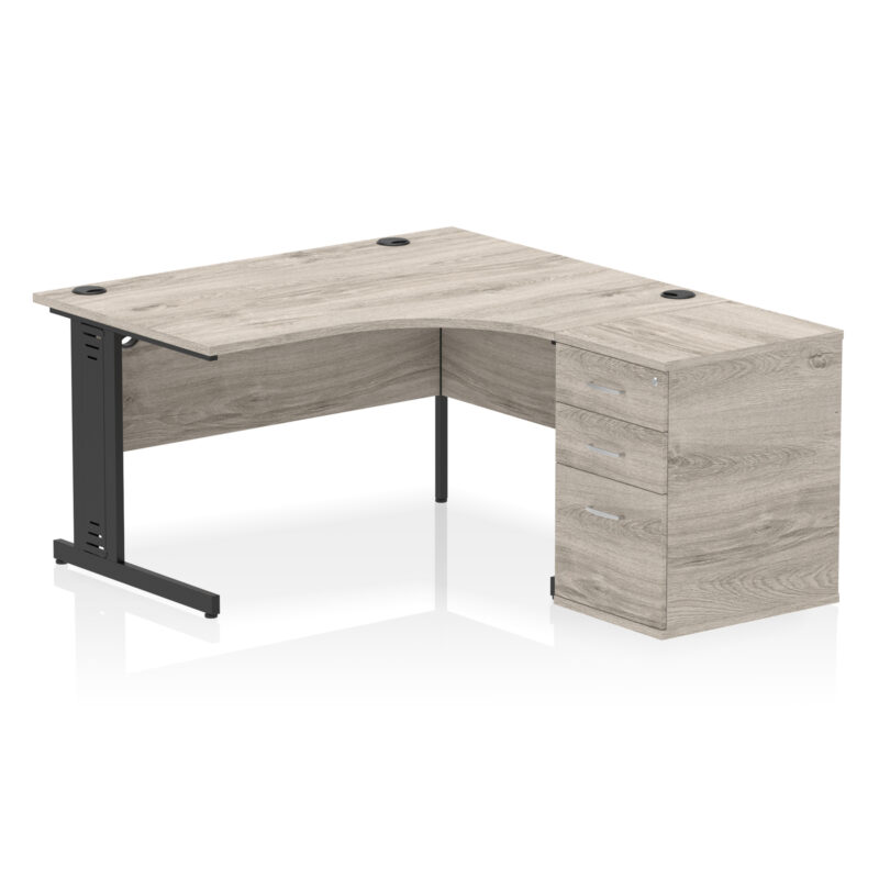 Pace 1400mm Cable Managed Right Crescent Desk Workstation - Image 3