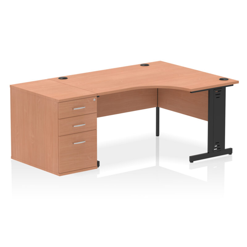 Pace 1400mm Cable Managed Right Crescent Desk Workstation - Image 2