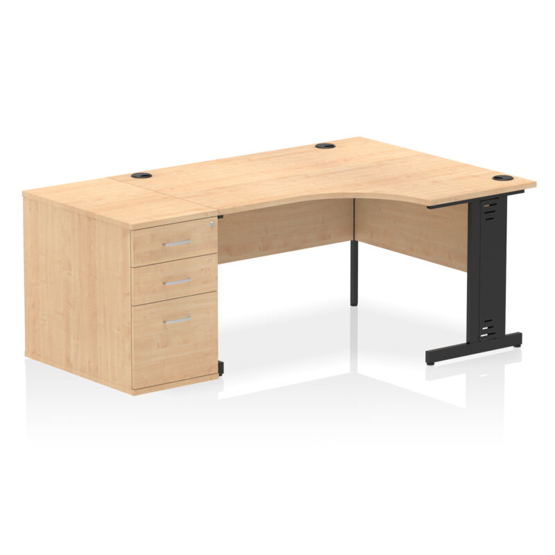 Pace 1400mm Cable Managed Right Crescent Desk Workstation - Image 6