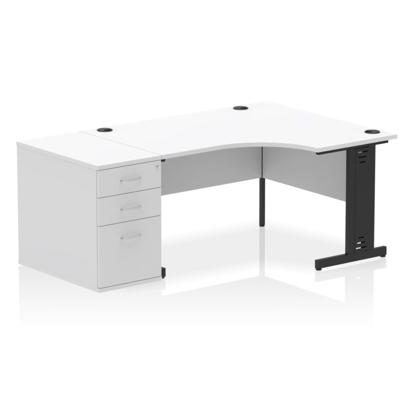 Pace 1400mm Cable Managed Right Crescent Desk Workstation - Image 12