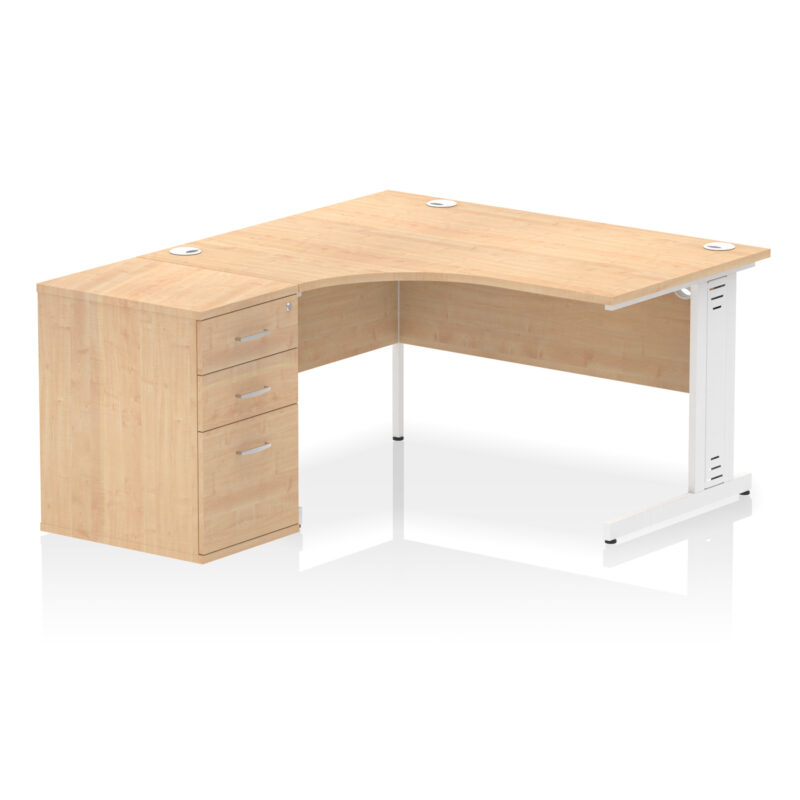 Pace 1400mm Cable Managed Left Crescent Desk Workstation - Image 23