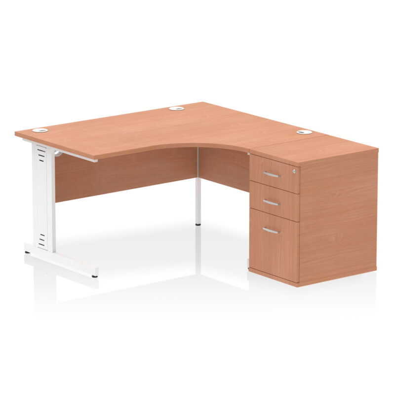 Pace 1400mm Cable Managed Right Crescent Desk Workstation - Image 21