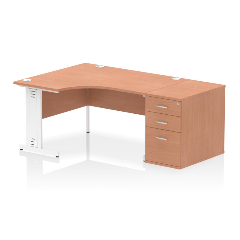 Pace 1400mm Cable Managed Left Crescent Desk Workstation - Image 14