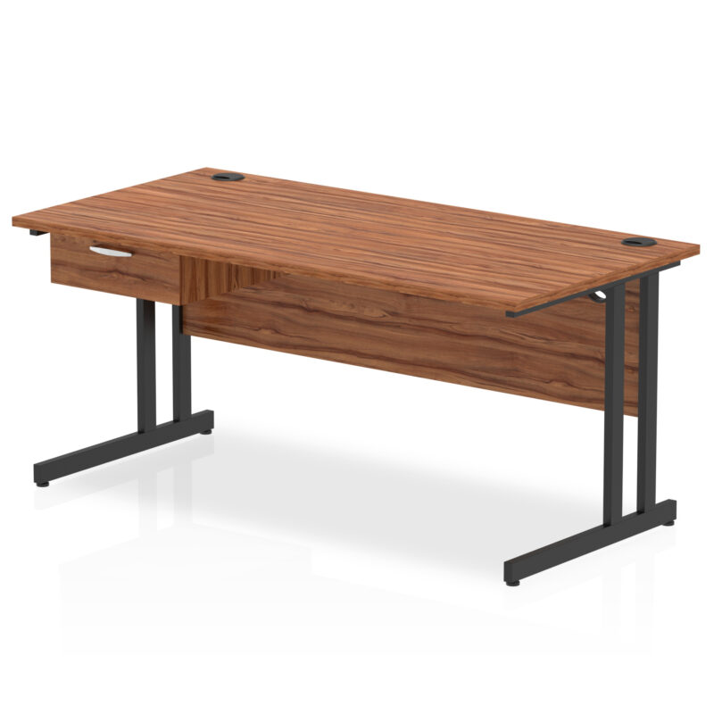 Pace Cantilever Straight Desk Black Frame With Single One Drawer Fixed Pedestal - Image 21