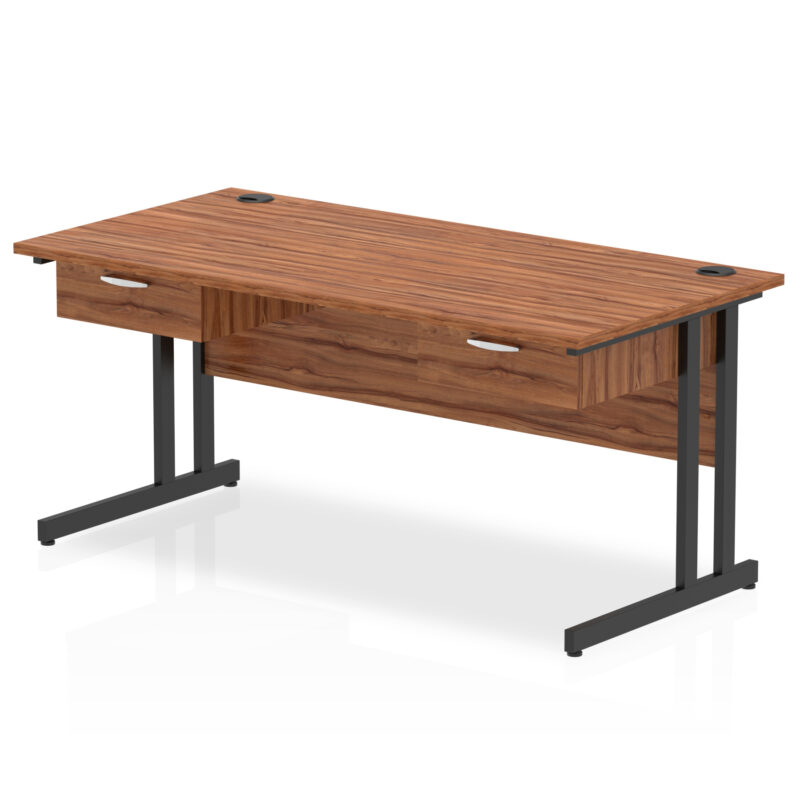 Pace Cantilever Straight Desk Black Frame With Two One Drawer Fixed Pedestals - Image 7